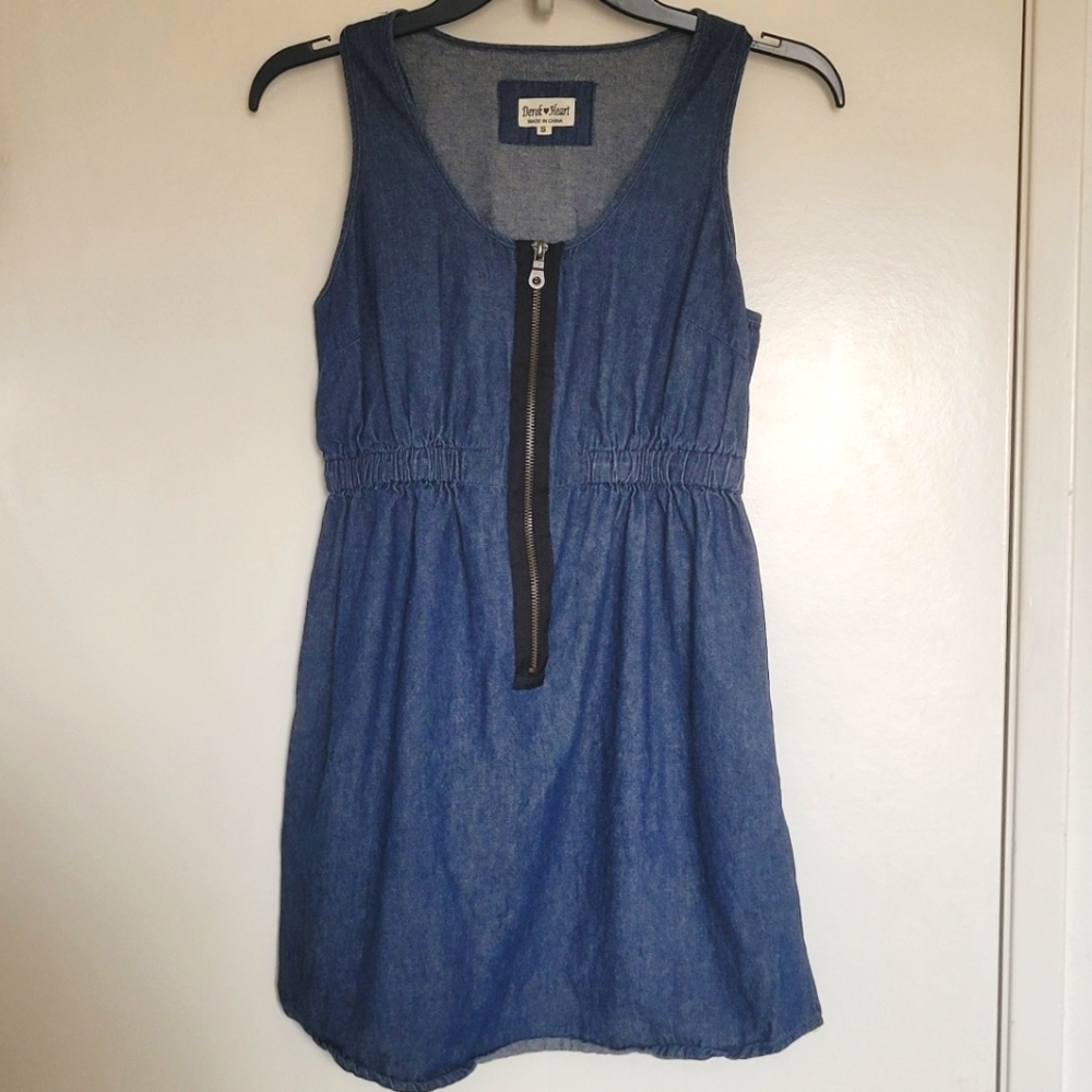 Derek Heart Sleeveless Blue Denim Dress | Size S | 100% Cotton